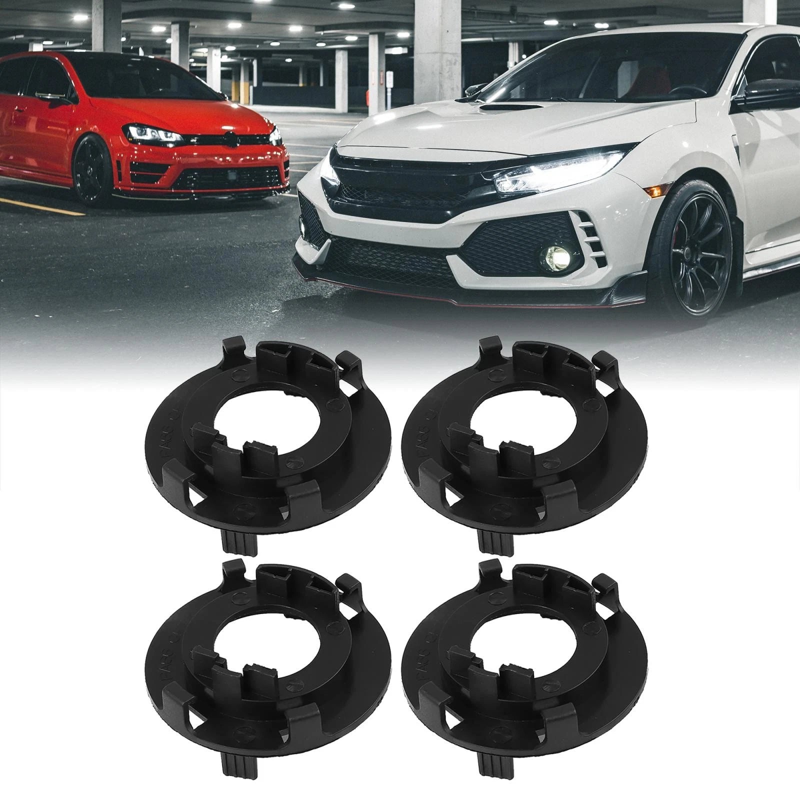 Set of 4 H7 LED Headlight Adapter Bases for Hyundai Mistra 