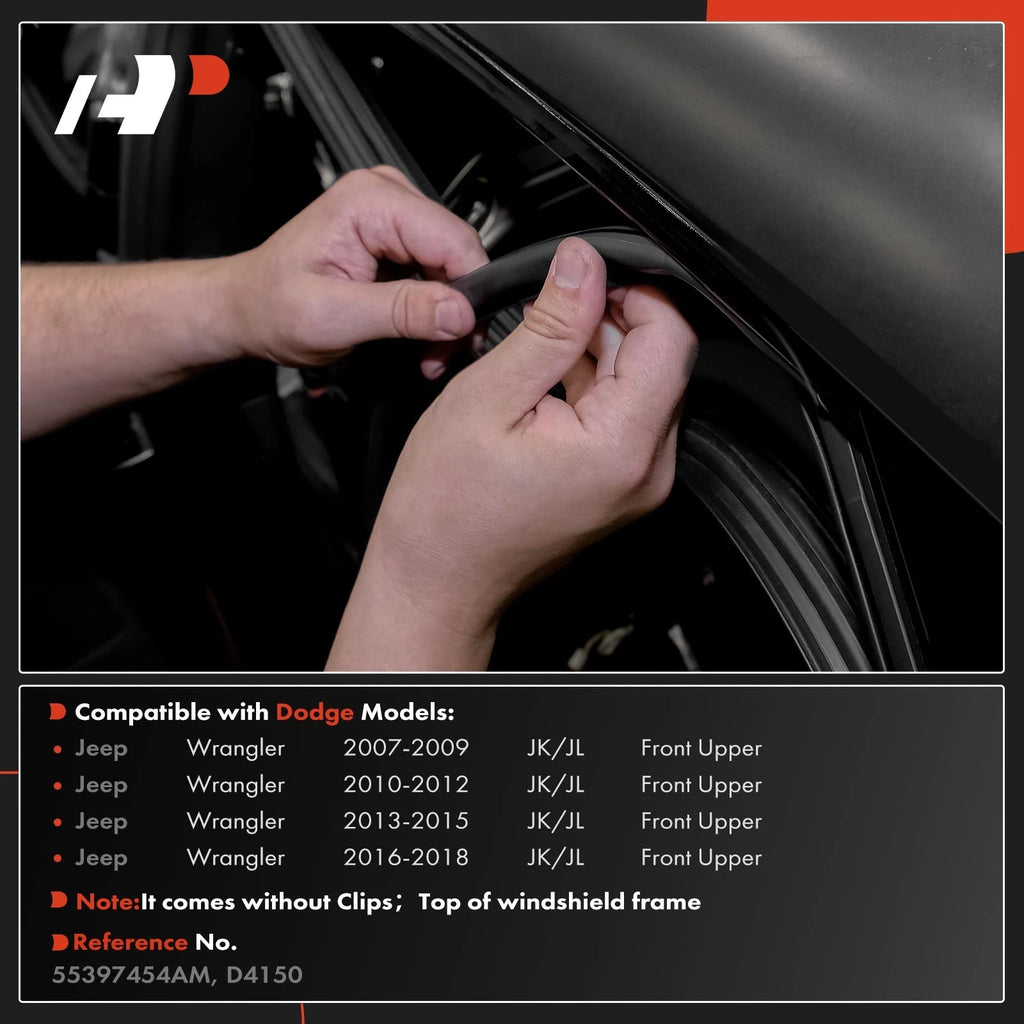 Front Upper Weatherstrip Seal for Jeep Wrangler JK JL (2007–2018)