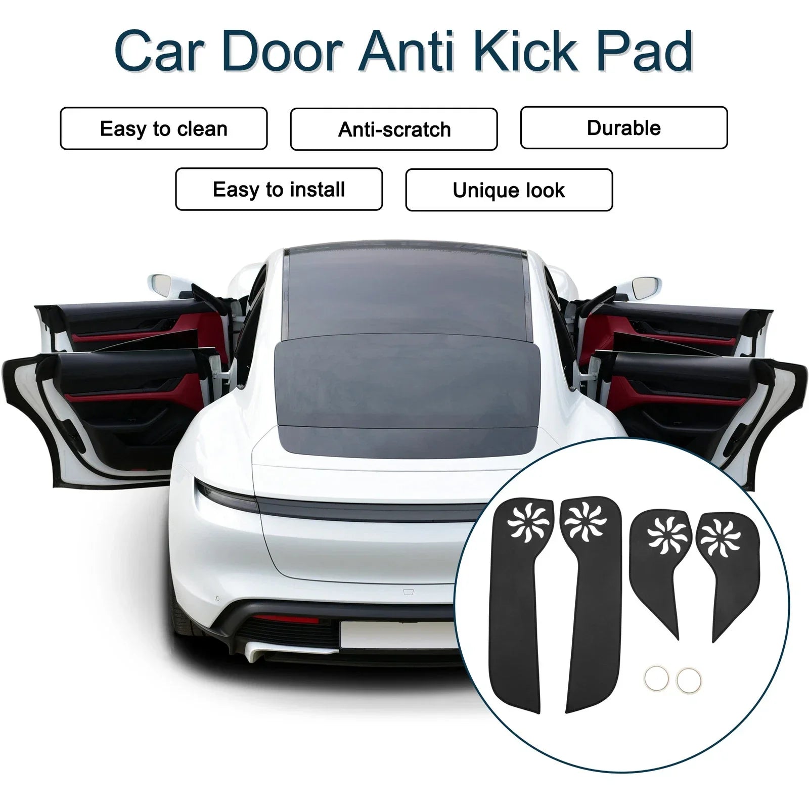 Car Door Anti Kick Pad Sticker Protector for Honda Fit (2021) - 1 Set Black
