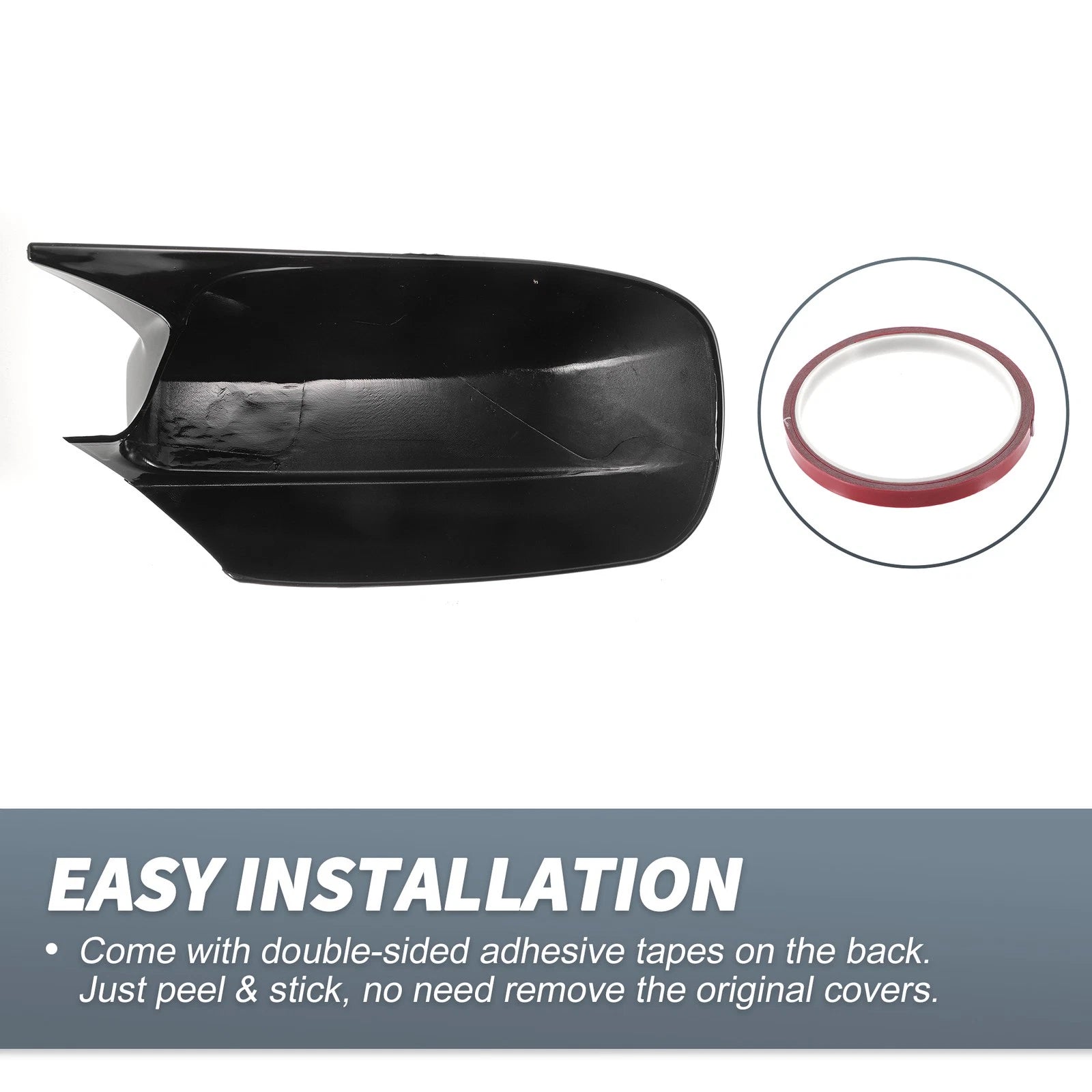 Pair Rearview Mirror Cover Overlay Gloss Black for Dodge Charger (2011–2021)
