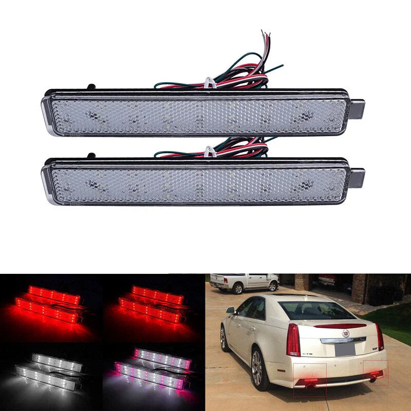 Clear 2-Color LED Rear Bumper Reflector Light for Cadillac CTS Torrent