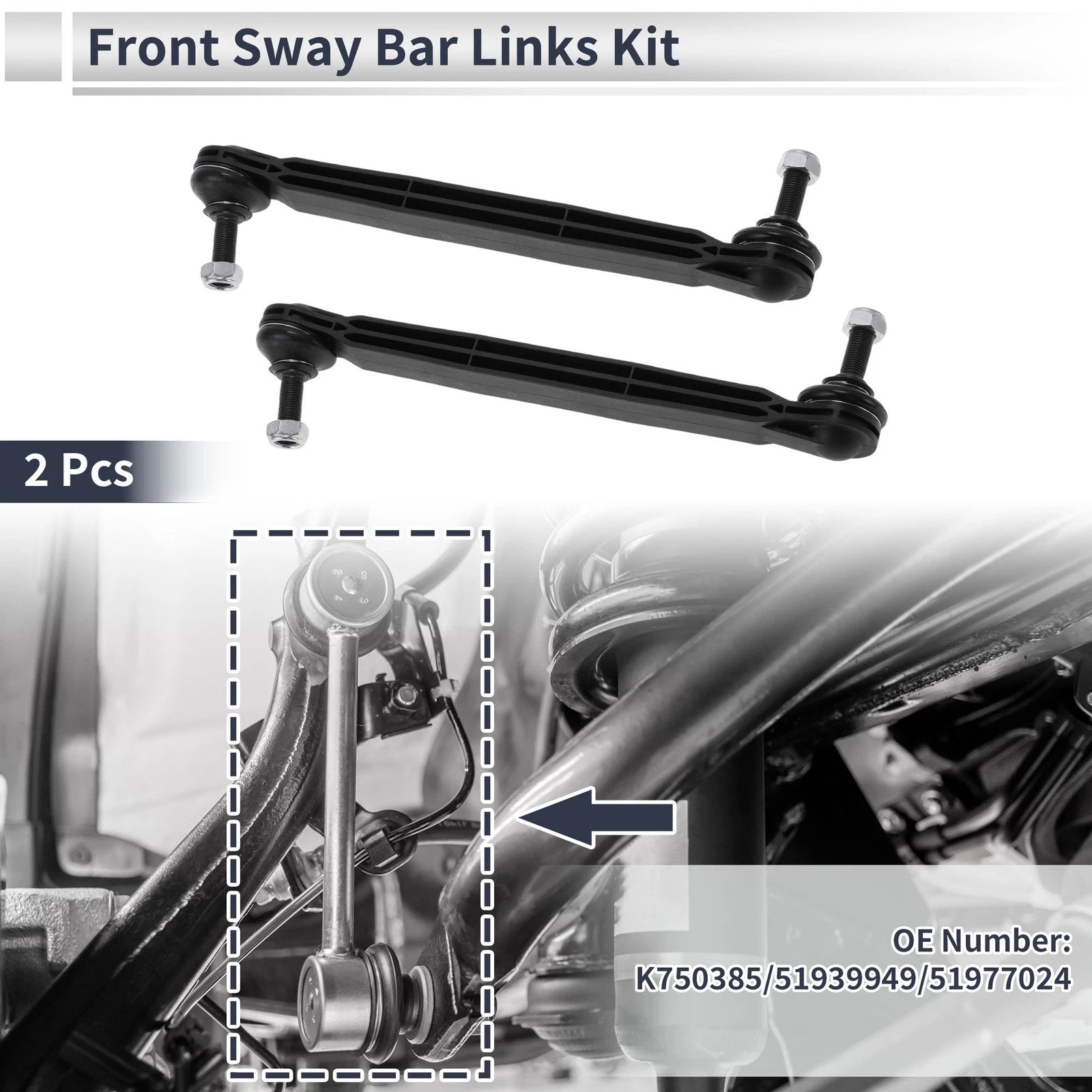Set of 2 Front Stabilizer Bar Links for Chrysler 200 (2011–2014) No.K750385/51939949