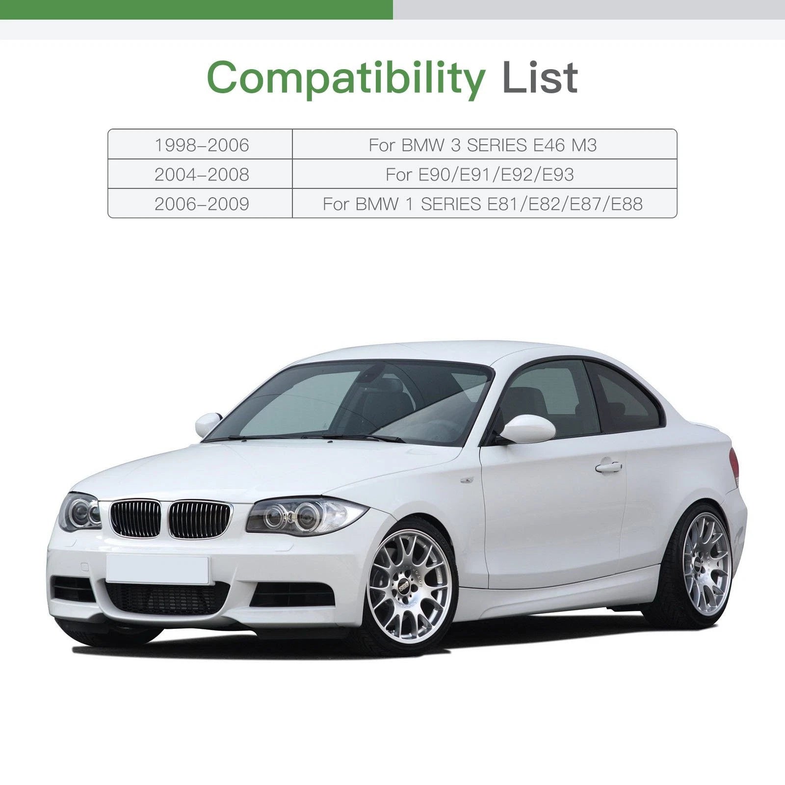 Left Side Mirror Glass for BMW E46 M3 E90 E91 E92 E93 E81 E82 E87 E88 (1998–2006)