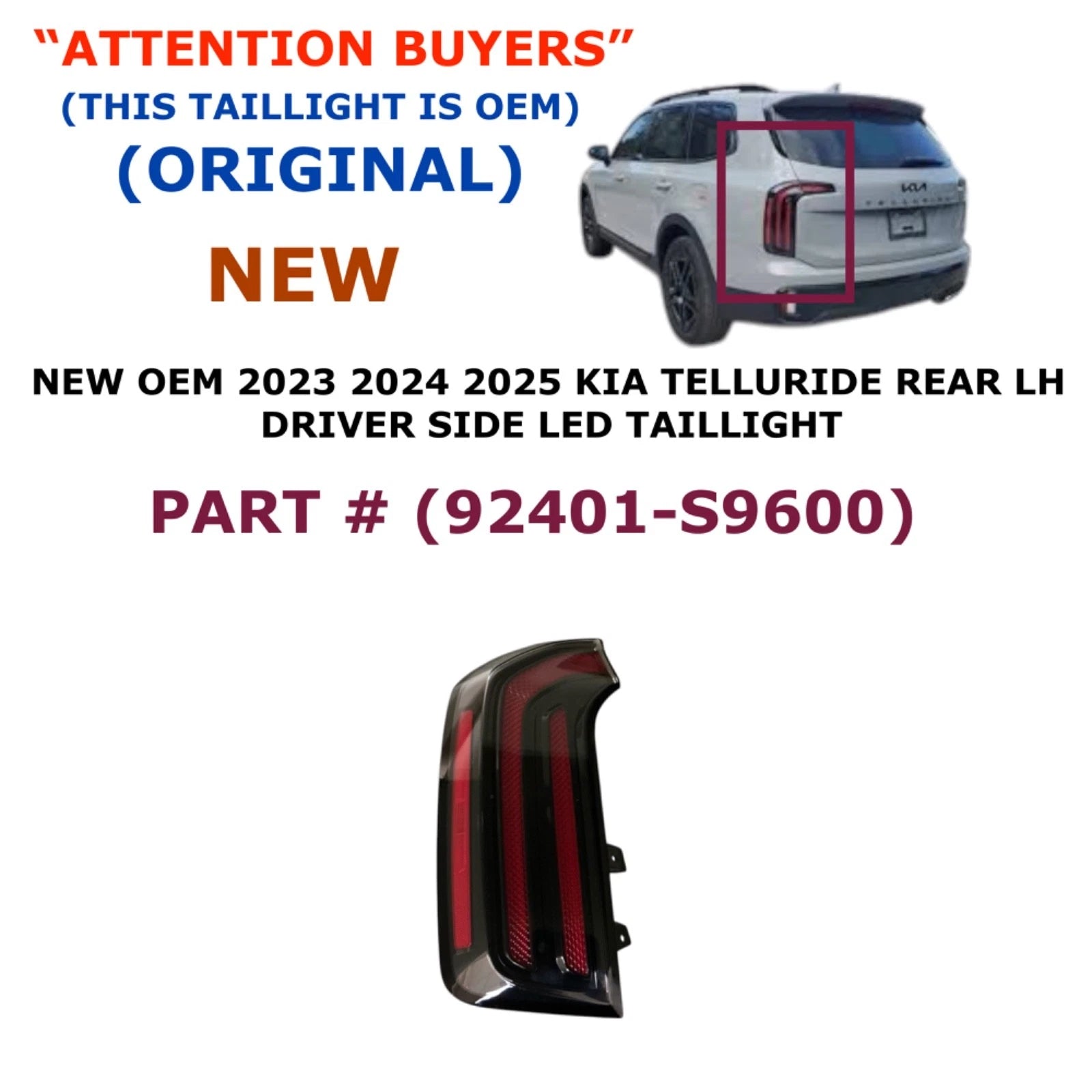 LED Taillight for KIA Telluride (2023–2025) 92401-S9600