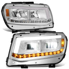 Chrome Housing LED DRL + Sequential Signal Headlight Lamps for Chevy Camaro (2014–2015)