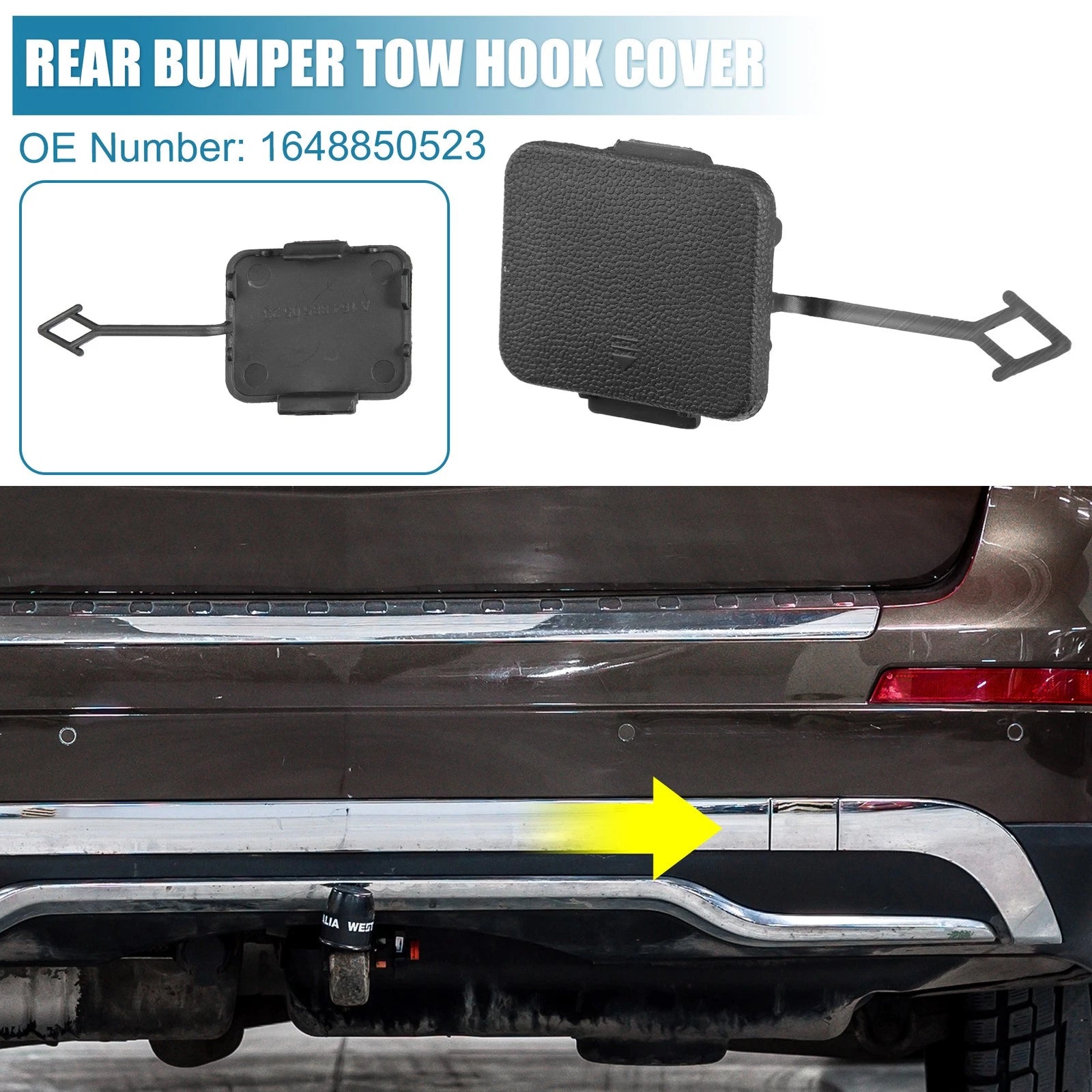 Rear Bumper Tow Hook Cover for Mercedes-Benz (2006–2011) 1648850523 Black