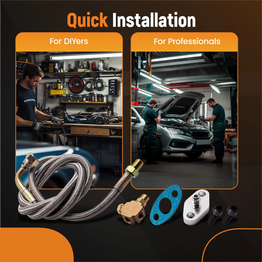 Turbo Oil Feed Line Kit for T3 T4 (41" Braided Stainless Steel)