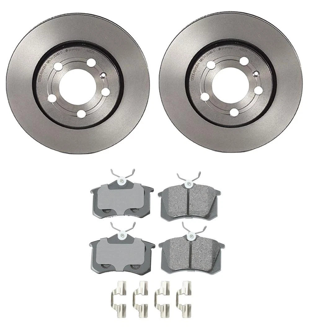Rear Brake Kit Set of 4 Euro Ceramic Pads & 256mm Rotors for Audi TT Quattro, VW Jetta, Golf