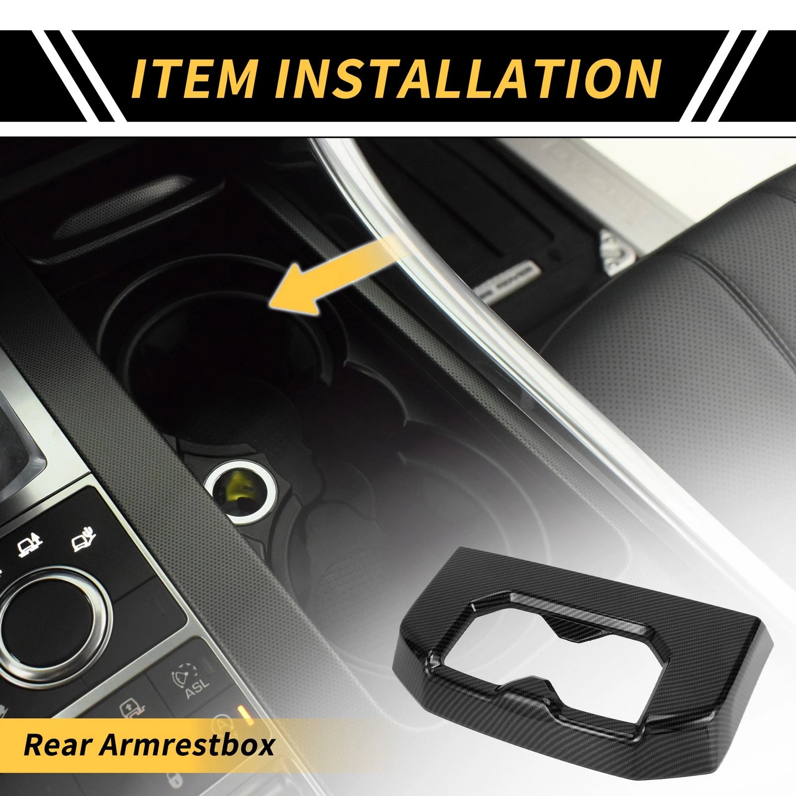 Carbon Fiber Pattern Armrest Box Rear Cup Holder Covers for Toyota Tundra (2022–2024)