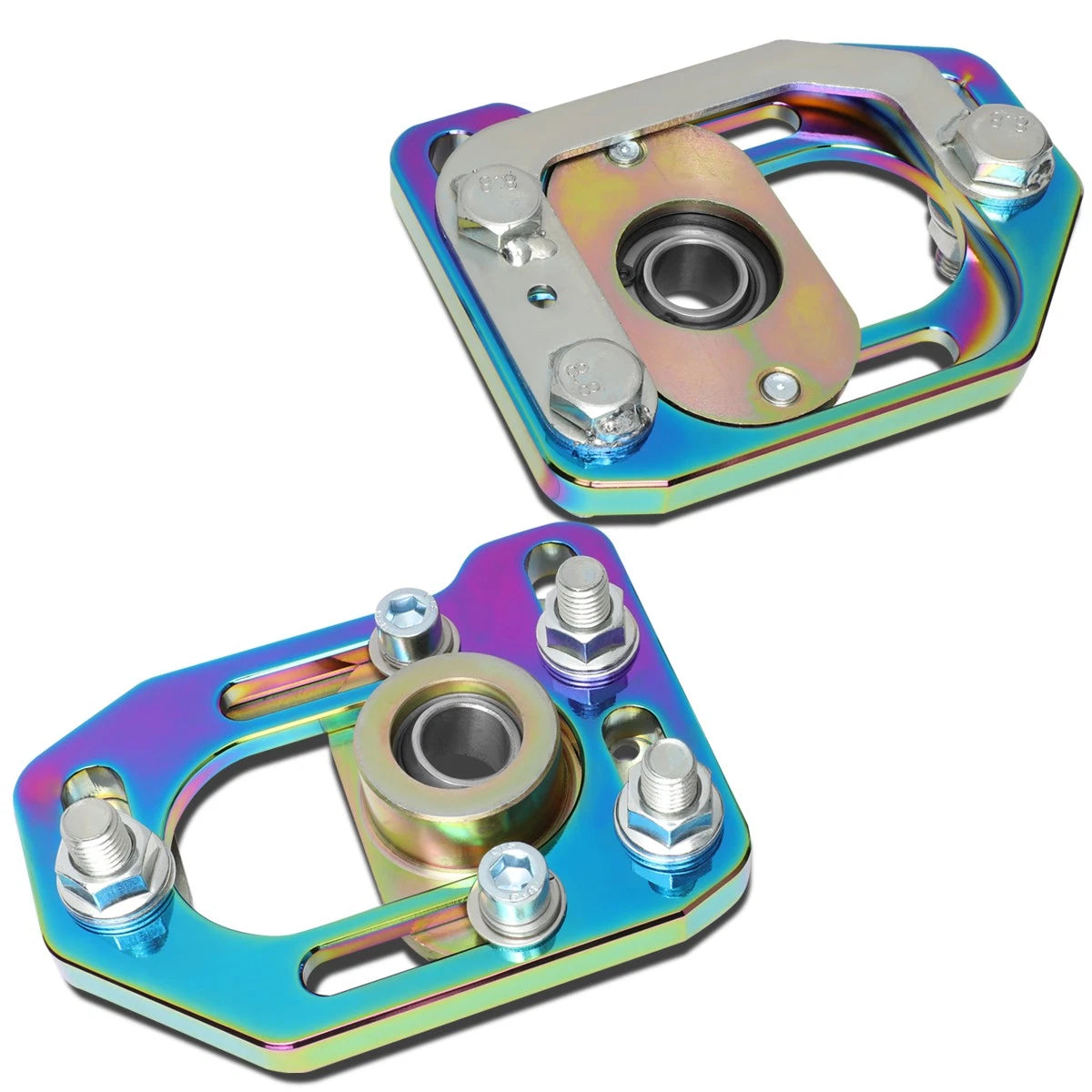 2X Adjustable Camber/Caster Plates for Ford Mustang (1979–1989) Neo Chrome
