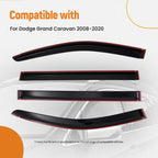4Pcs Window Rain Guards for Dodge Grand Caravan (2008–2020) Black Acrylic
