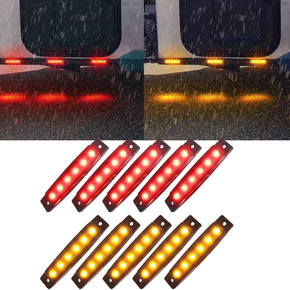 10x Amber/Red LED Marker Side Lights for Trailer RV Truck (12V)