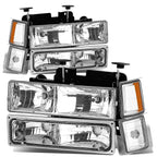 Chrome Amber Headlight, Bumper, Corner Light & Mesh Grille for Chevy C10 C/K (1994–2002)