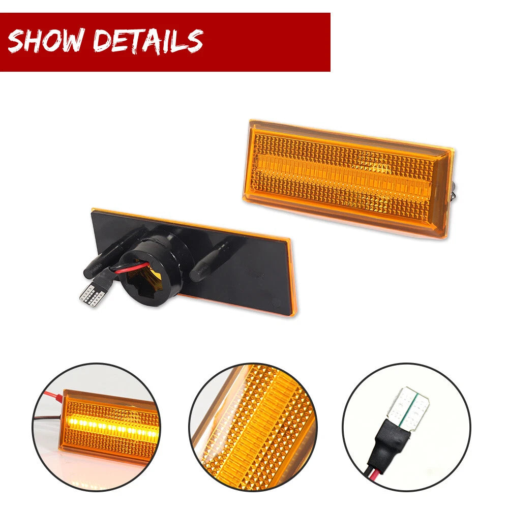 2X Amber Lens LED Front Side Marker Lights for Oldsmobile Cutlass (1981–1988)