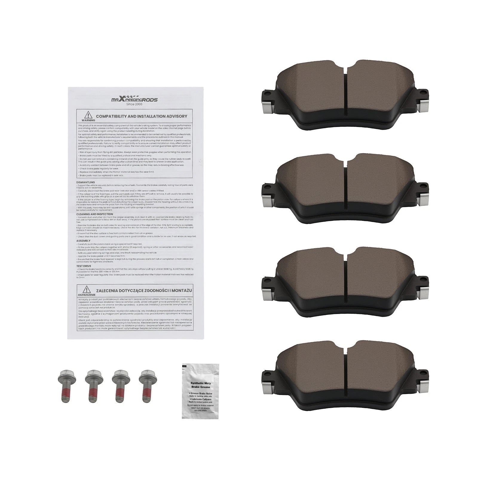 Front Ceramic Brake Pads Set of 4 for Mini Cooper Clubman (2016–2022)