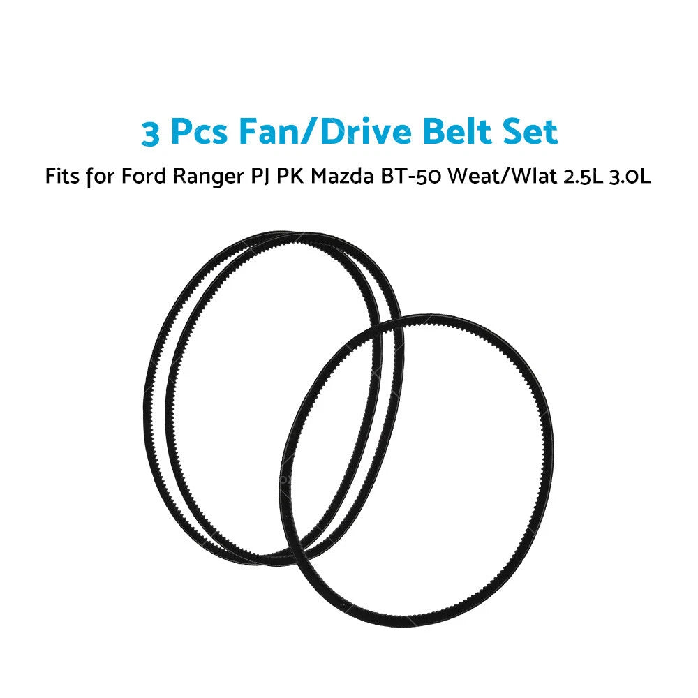 3X Drive Belt 13A1100 13A0975 for Ford Ranger PJ PK Mazda BT-50 (2006–2011)
