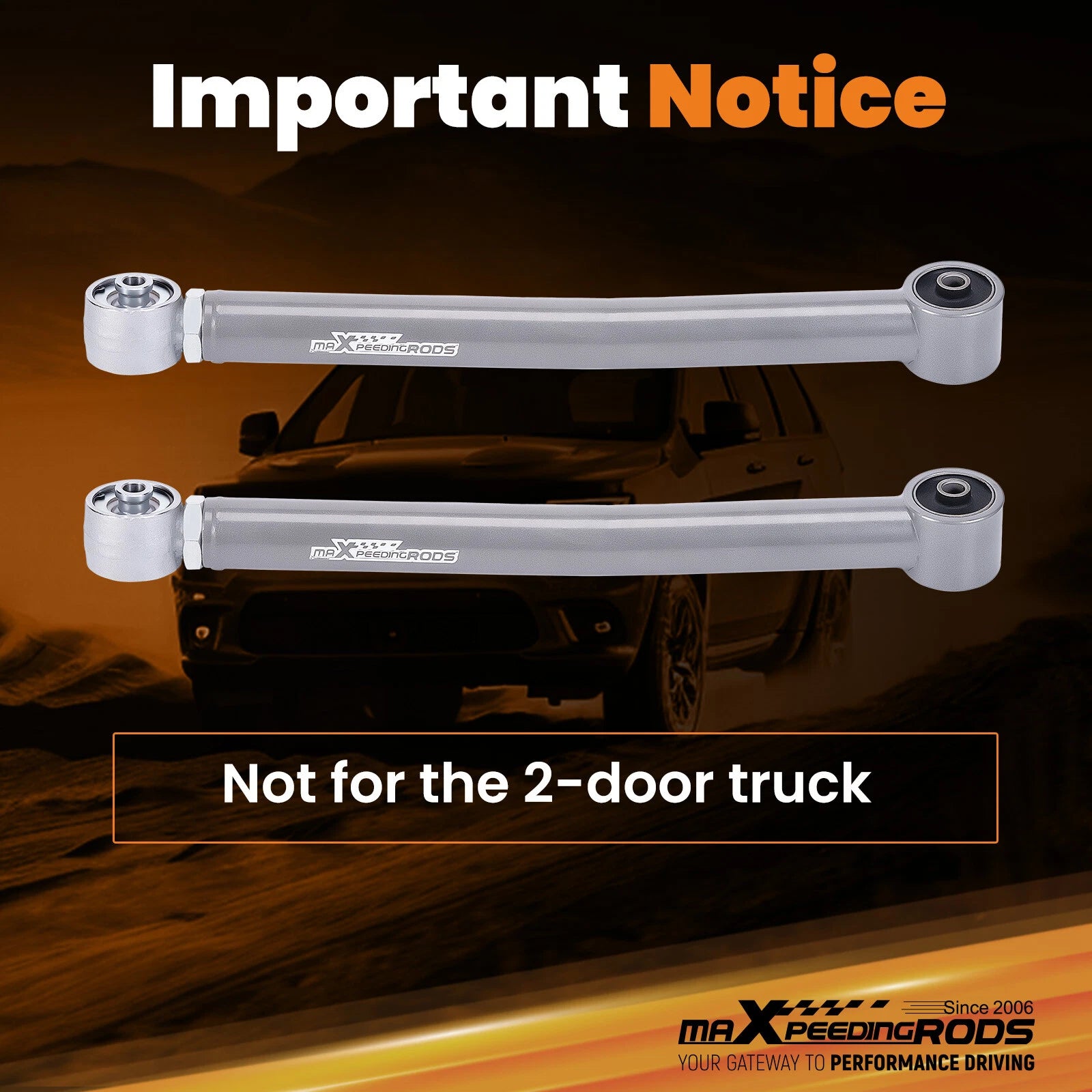 2X Front Lower Adjustable Control Arms for Jeep Wrangler JK (2007–2018)
