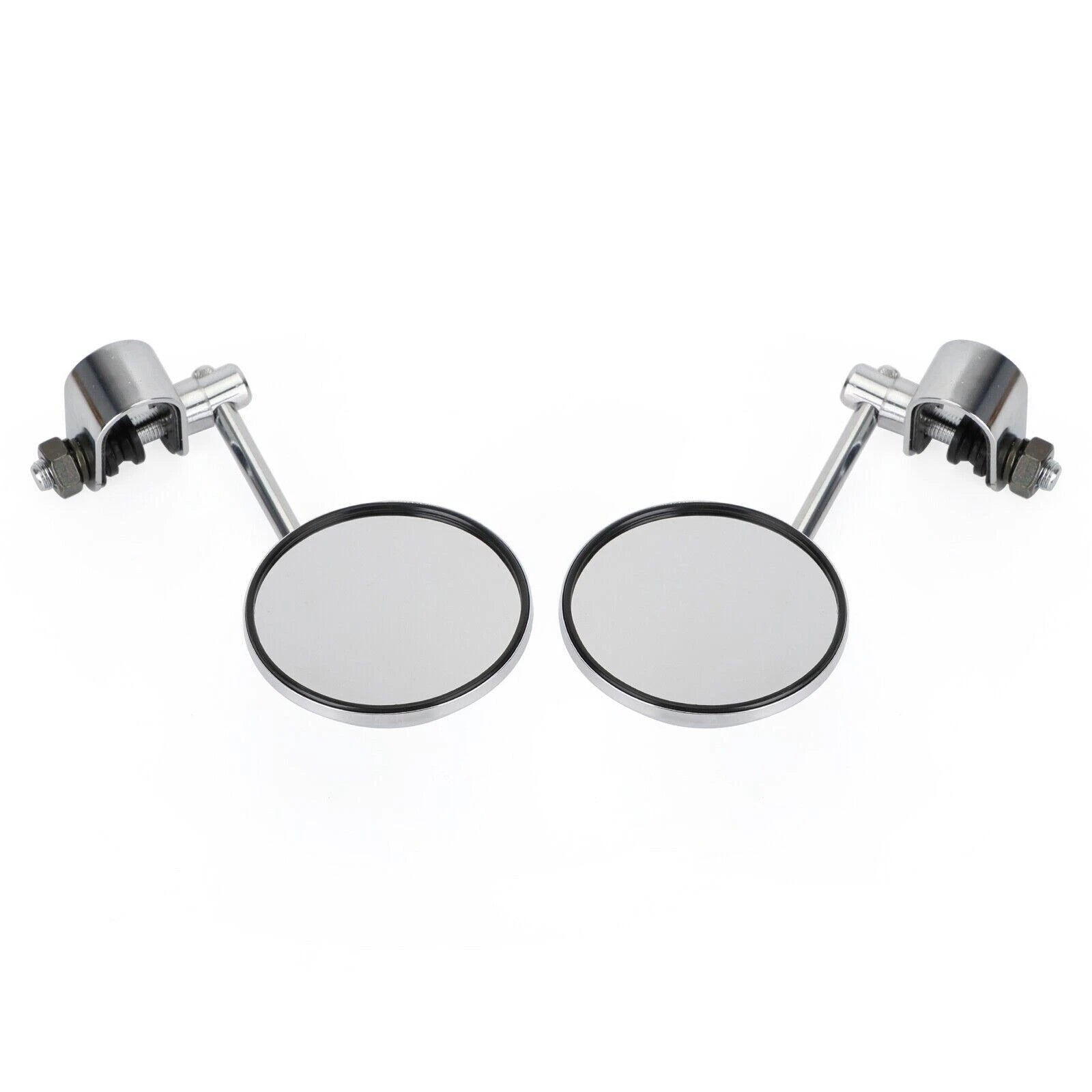 4" Chrome Short Stem Round Clamp On Mirror for Universal Chopper Scooter