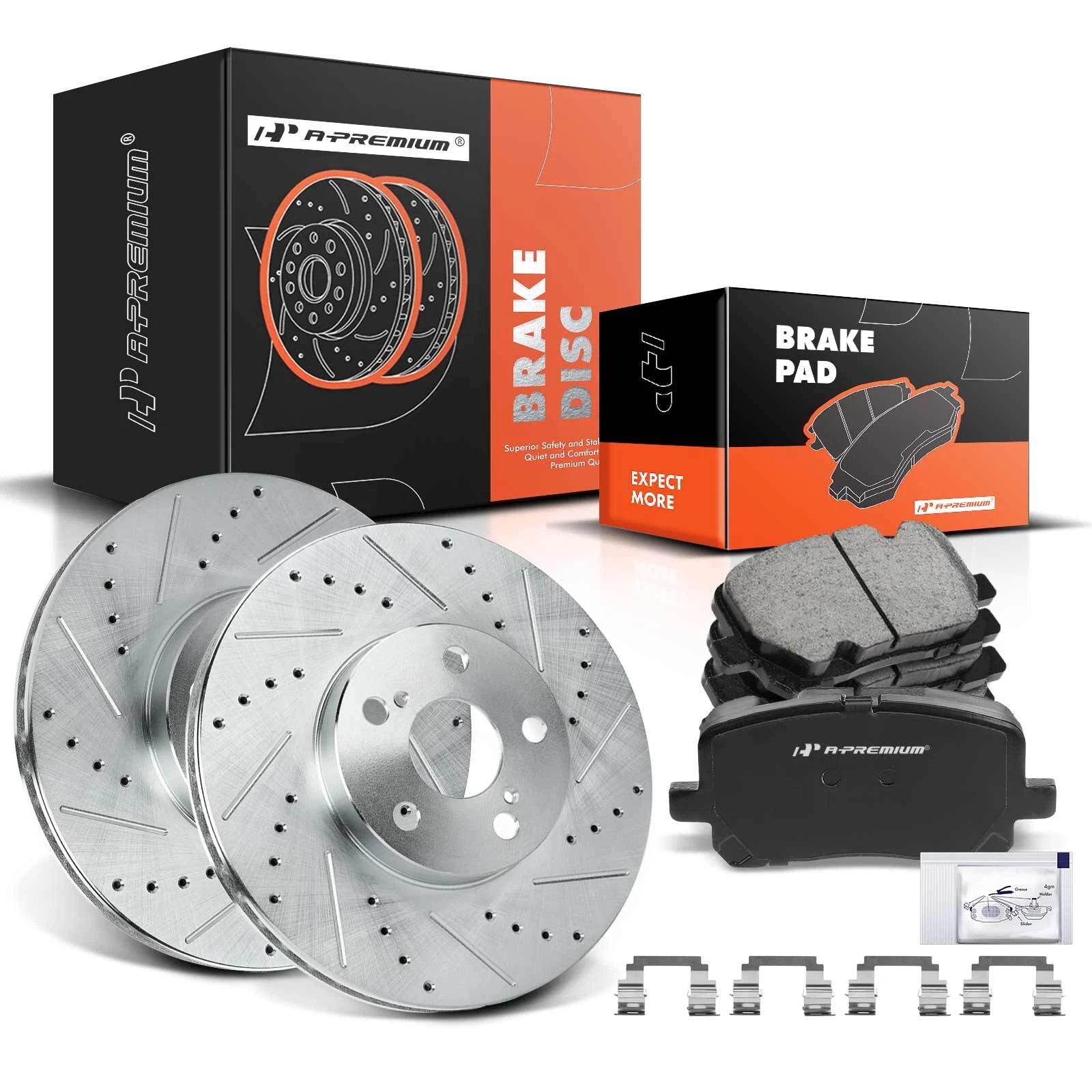 Front Drilled Brake Rotors and Ceramic Pads for Toyota Corolla (2003–2008)