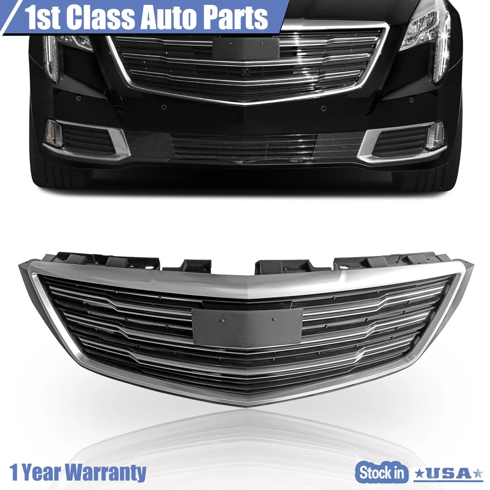 Black Front Upper Chrome Grill for Cadillac XTS (2018–2019)