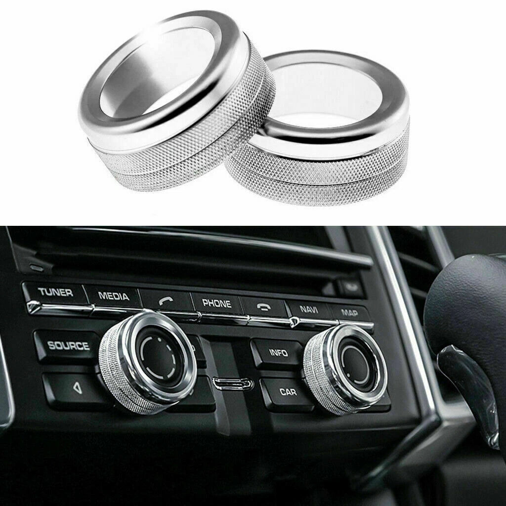 Alloy Silver Chrome AC Climate Control Ring Decor for Porsche Cayenne Macan (YYYY–YYYY)