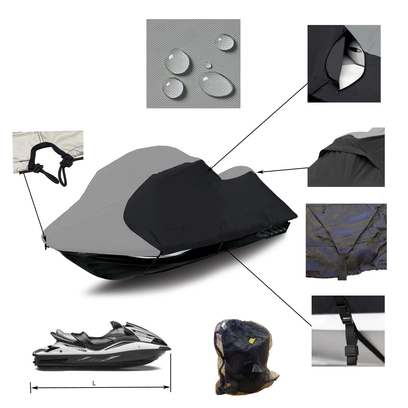 Heavy Duty Trailerable Jet Ski Cover for Sea Doo RXT iS 255 260 (2009–2012)