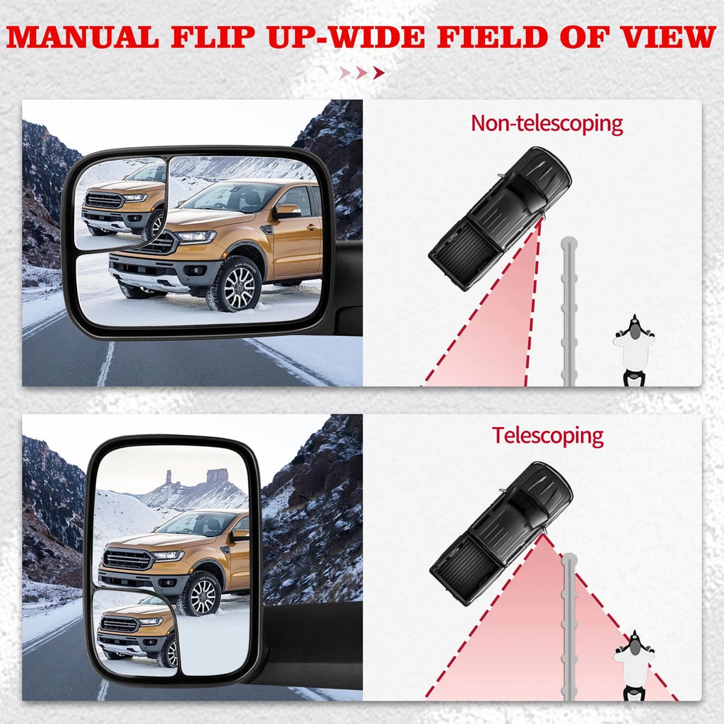 Manual Tow Mirrors for Dodge Ram 1500 2500 3500 (1994–2001)