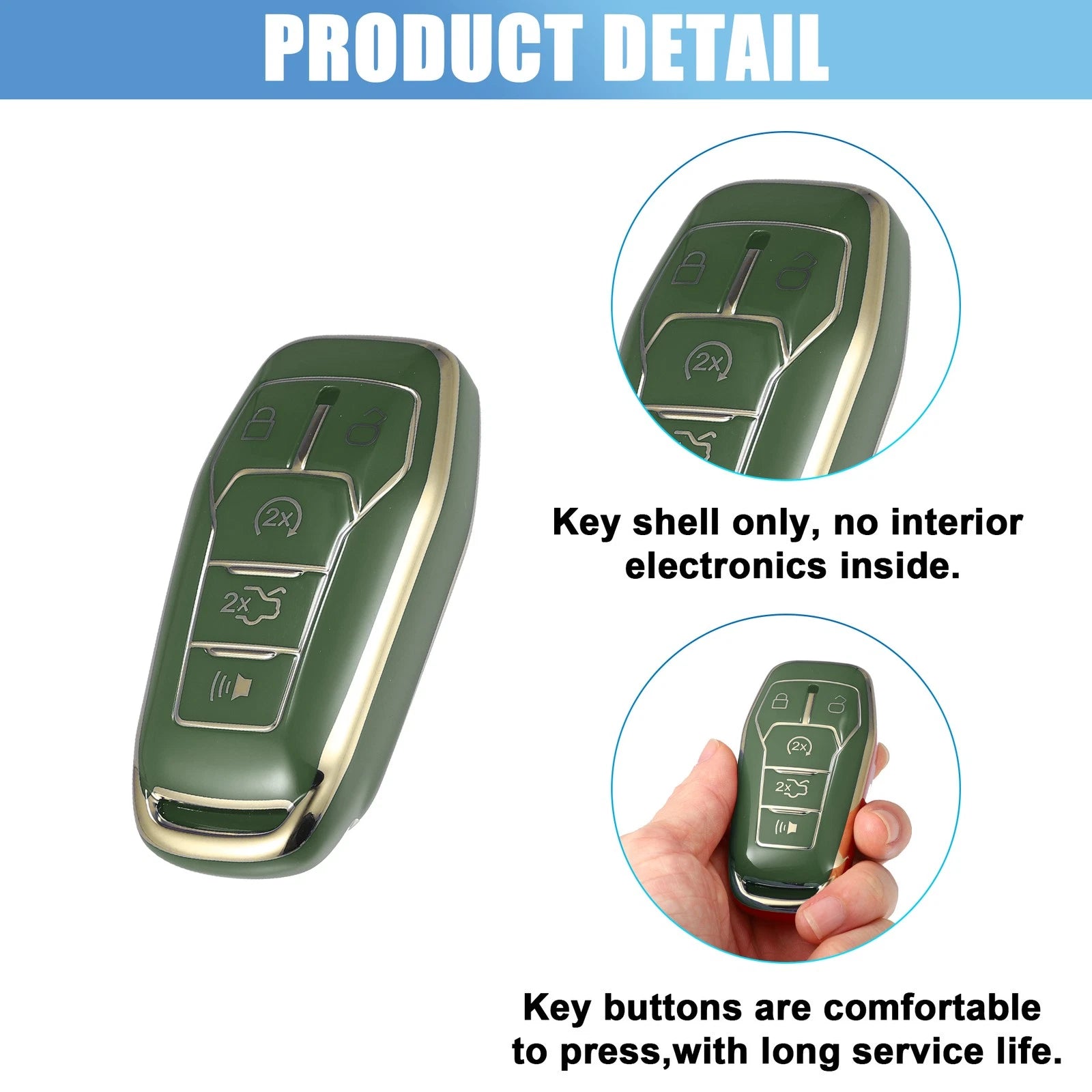 TPU Remote Key Fob Case Cover 5 Button for Ford Fusion F150 Mustang (2013–2020)