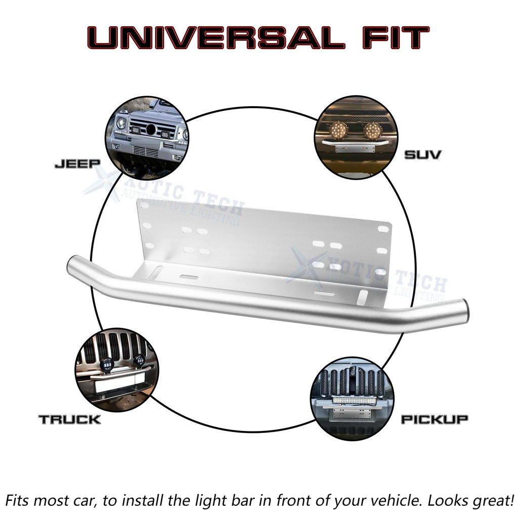 License Plate Mount Bracket for Universal Silver Front Bumper (Off-Road)