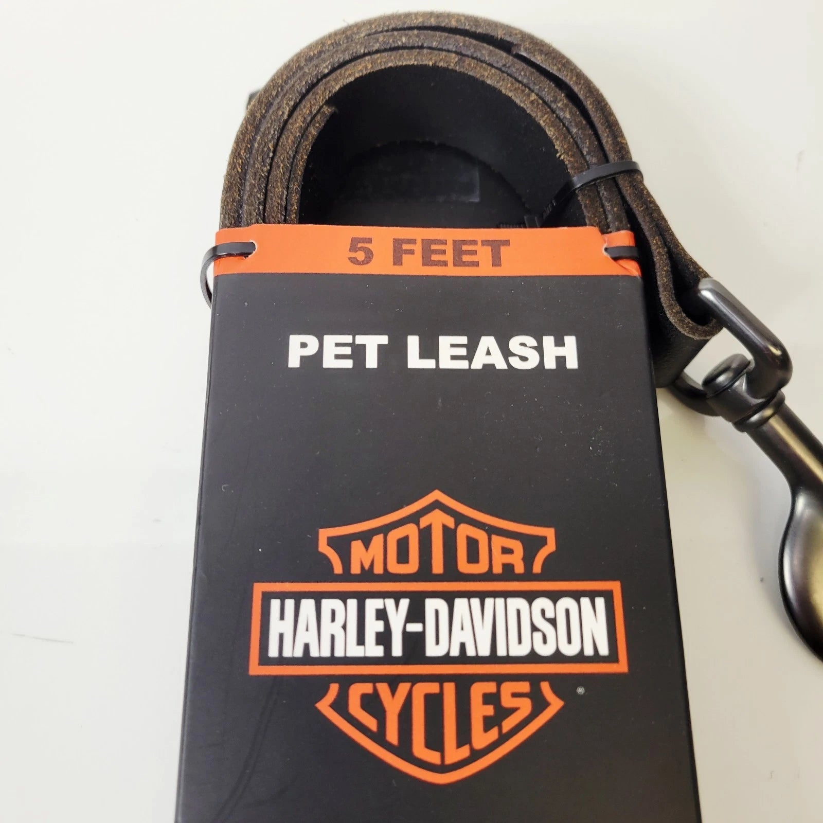 Black Leather Dog Leash for Harley-Davidson (MPC260-08)