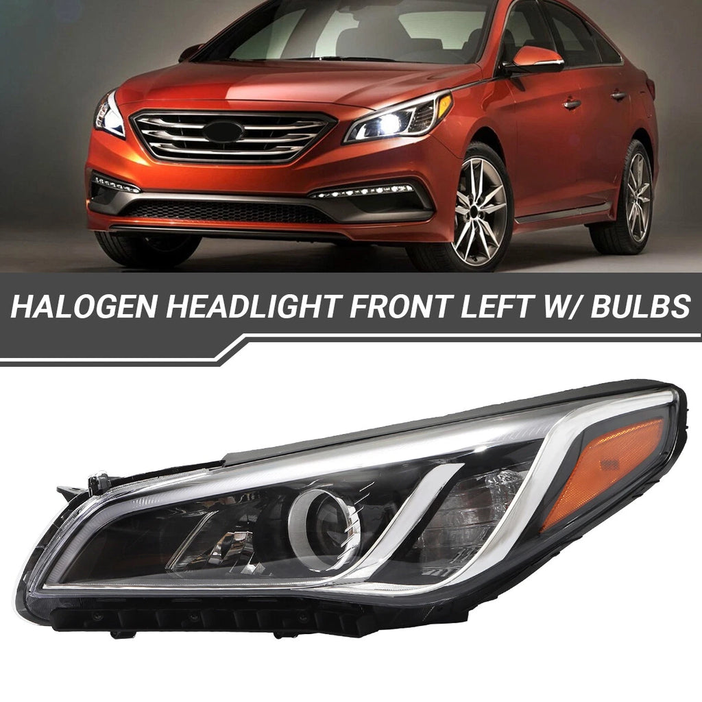 Left Driver Side Halogen Headlight for Hyundai Sonata (2015–2017)
