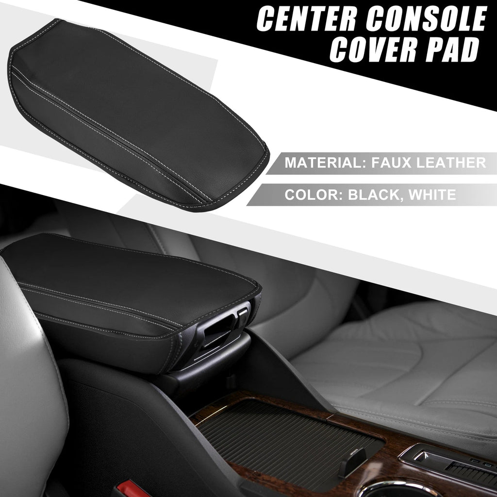 Center Console Pad for Ford Bronco Sport (2020–2023) Black White Stitches