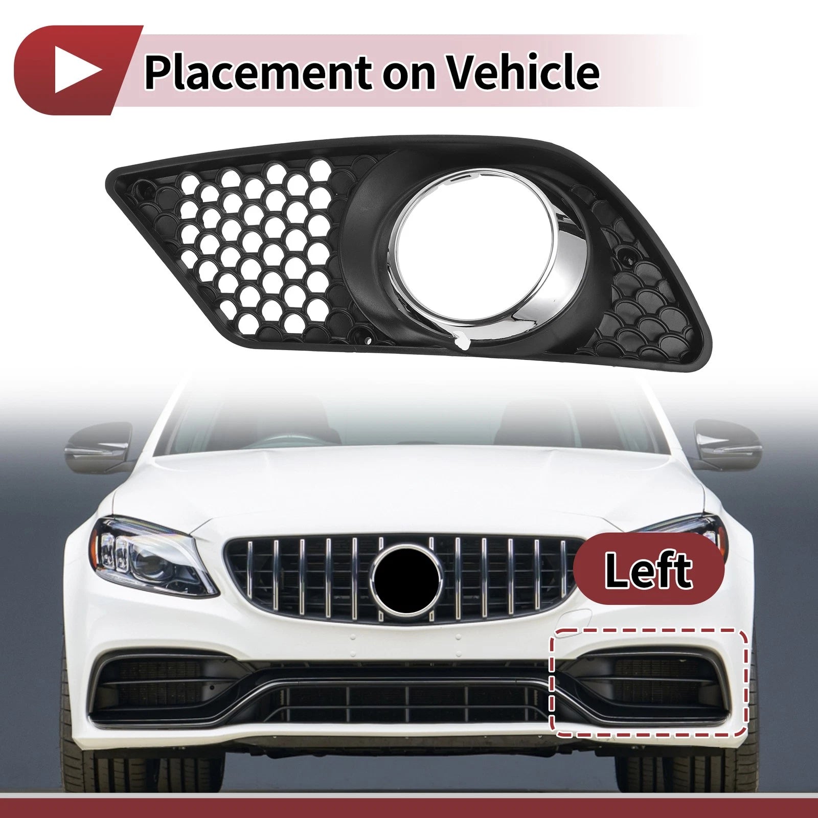 1 Pc Fog Light Grill for Mercedes-Benz C300 (2008–2012) No. 2048850253
