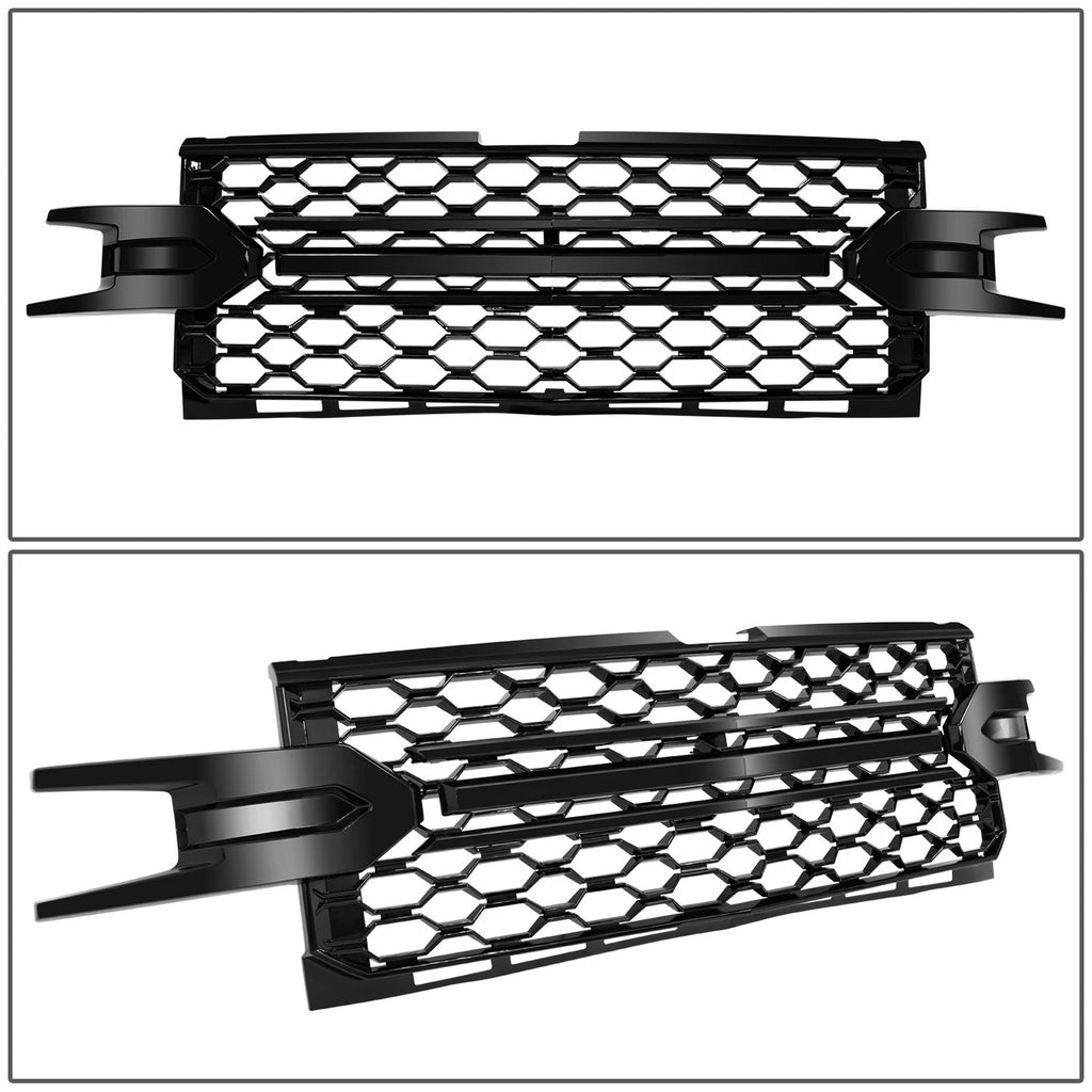 Glossy Black Honeycomb Mesh Front Grille for Chevy Silverado 1500 (2019–2022)