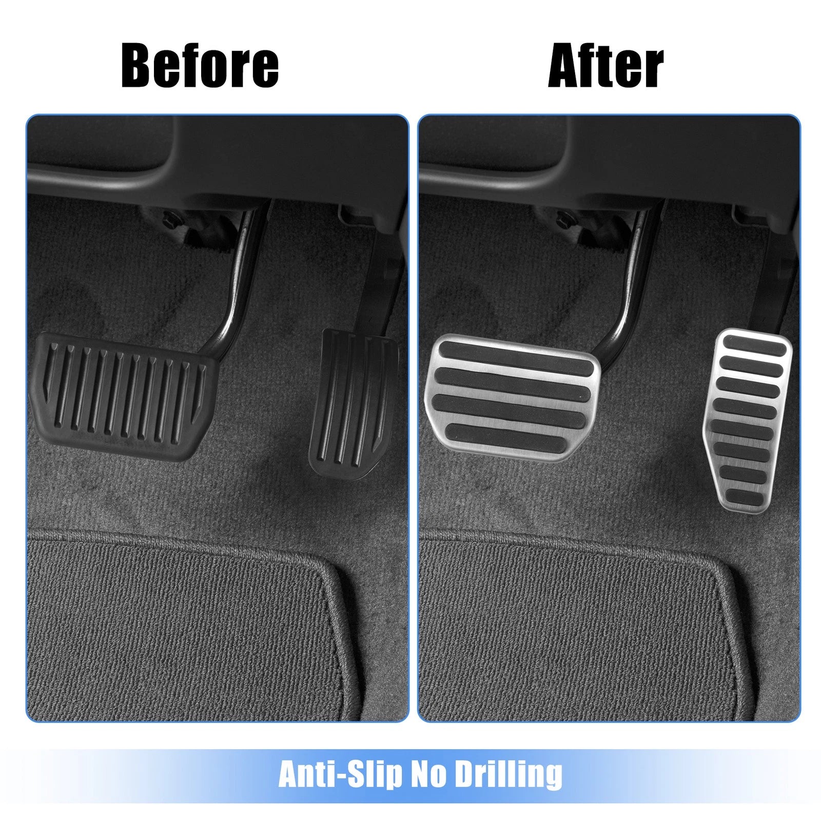 2X Gas Brake Pedal Covers for Suzuki Jimny JB64W (2018–2022) Silver Tone