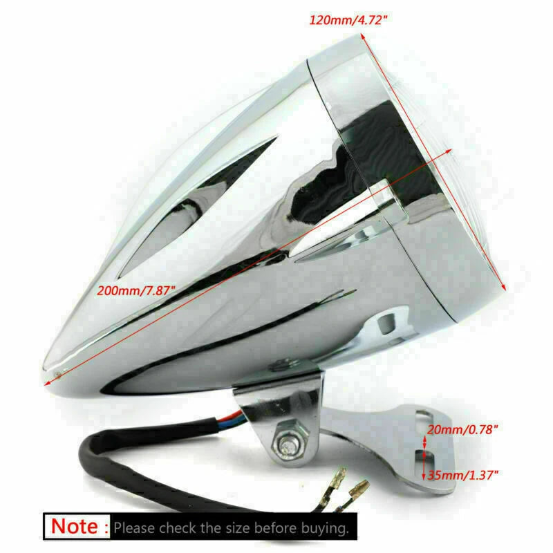 Chrome Bullet Headlight Lamp 4.75" for Hy Chopper Bobber (T9)