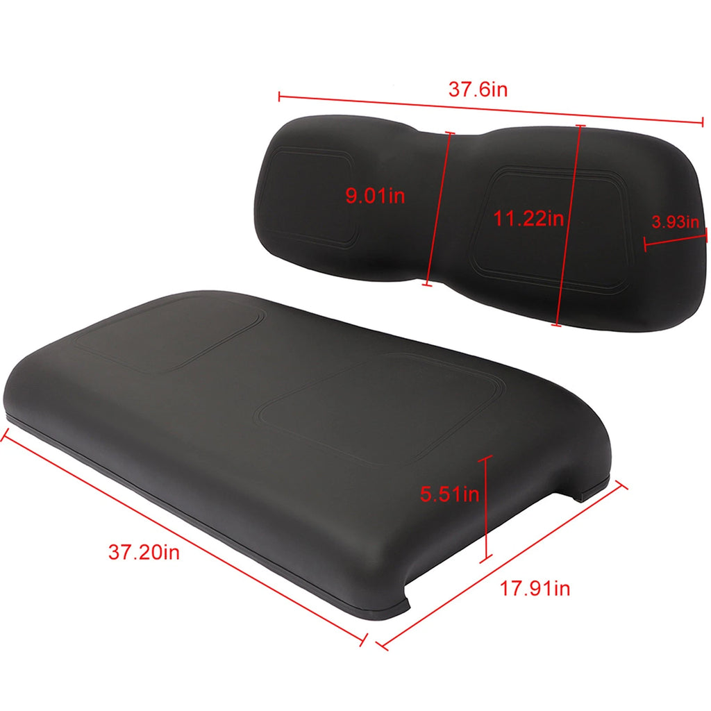 Set of 2 Black Front Seat Cushions for Club Car DS
