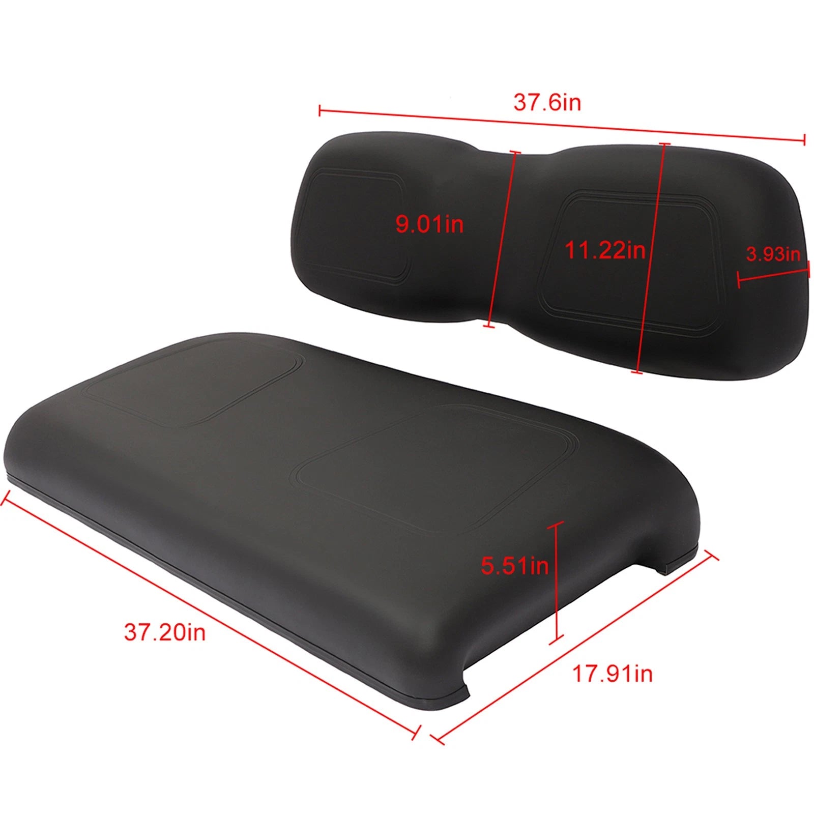 Set of 2 Black Front Seat Cushions for Club Car DS