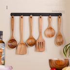 Set of 4 Wooden Cooking Spoons for Kitchen Tools