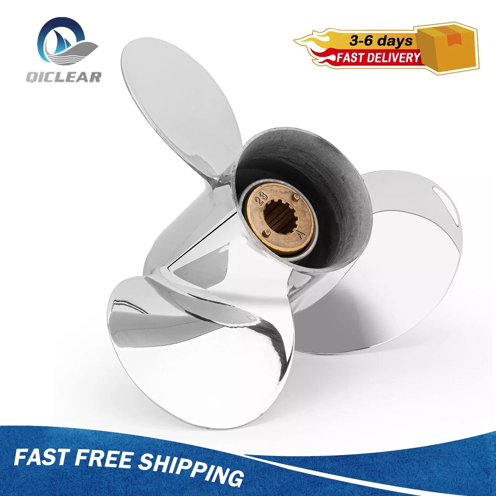 11 1/8 x 13 Stainless Steel Propeller for Mercury 25-70HP (13 Spline, RH)