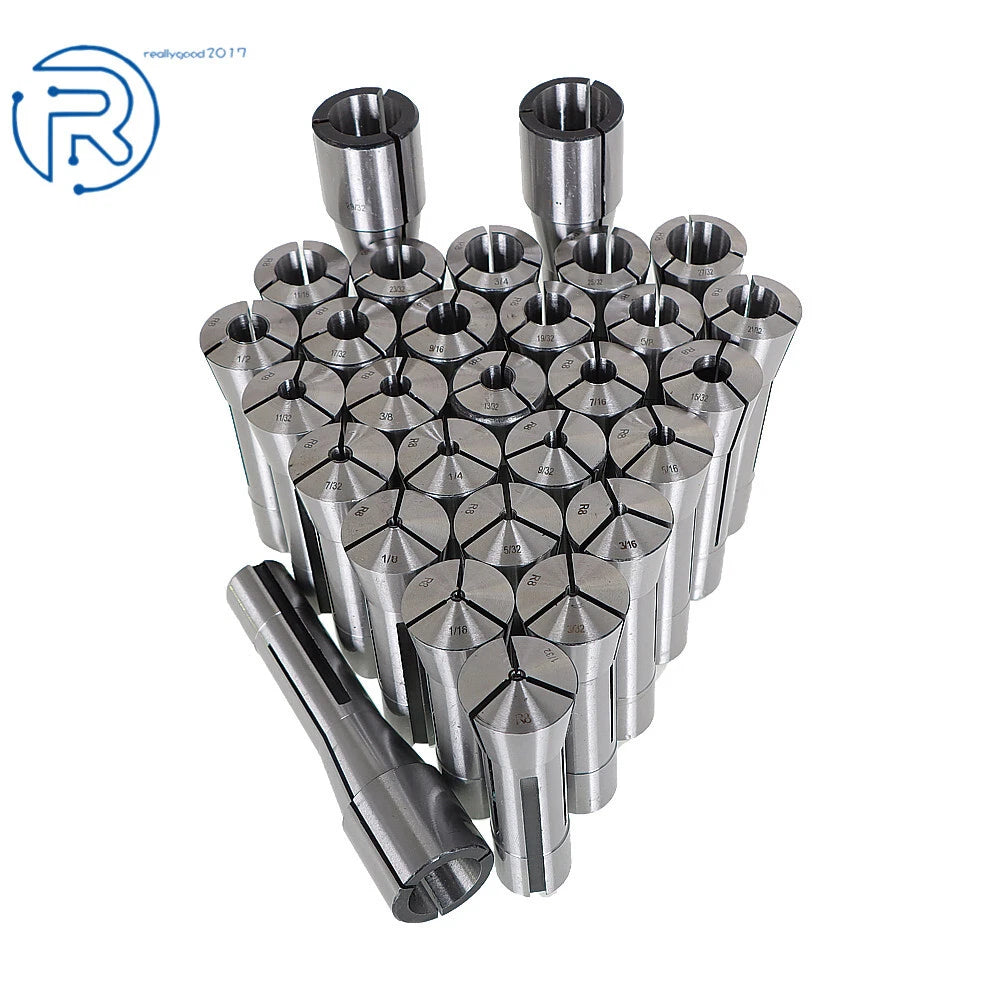 29Pcs Spring Collet Set for R8 (Fractional 1/32"-1")