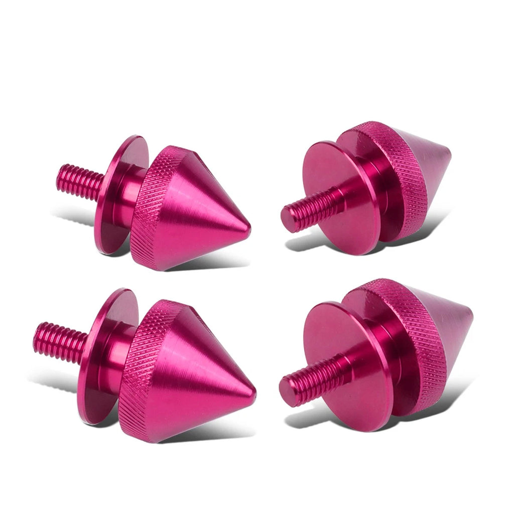 Set of 4 Aluminum Pink Spiky Bumper Quick Release Fasteners
