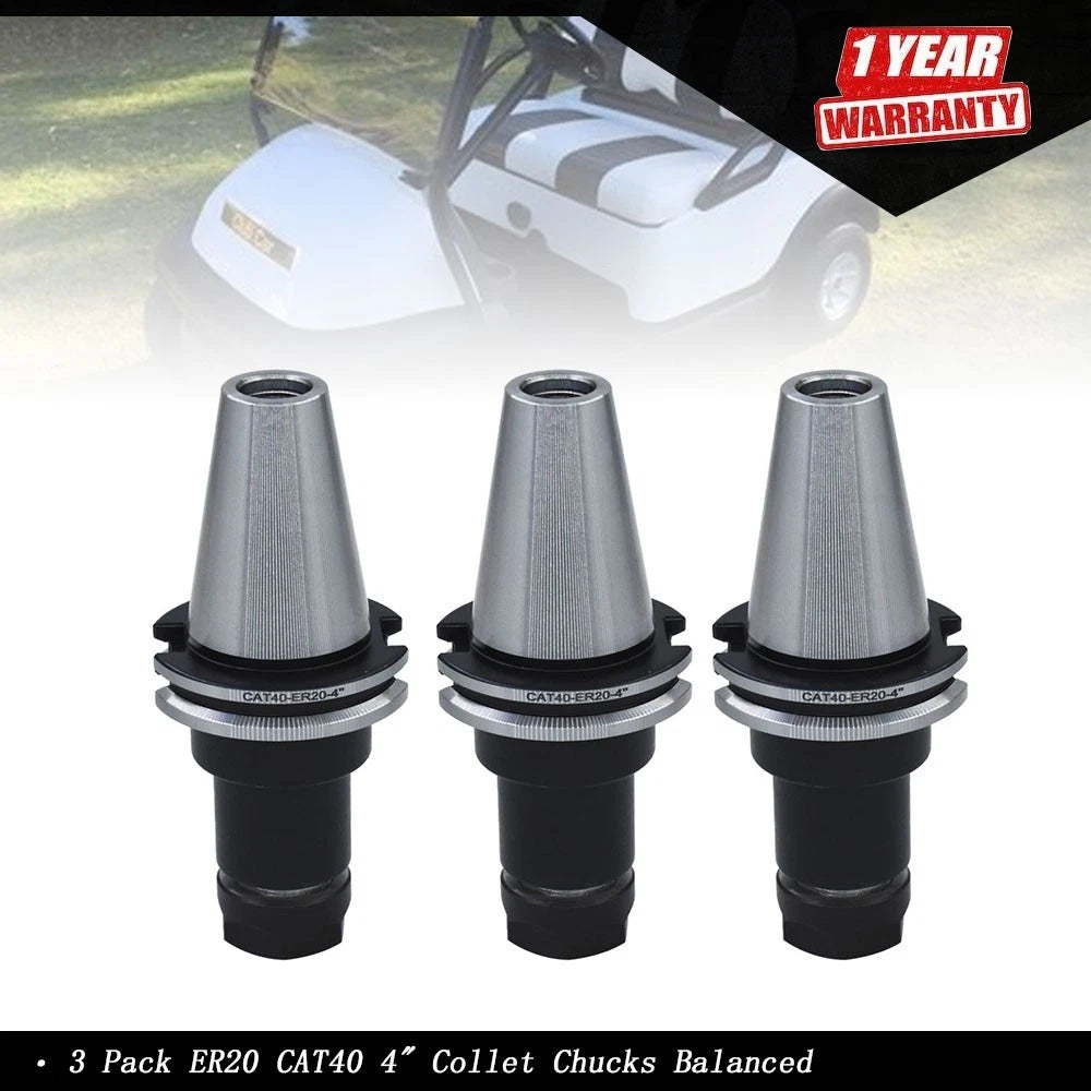 Set of 3 Collet Chucks for CAT40 (4" Length)