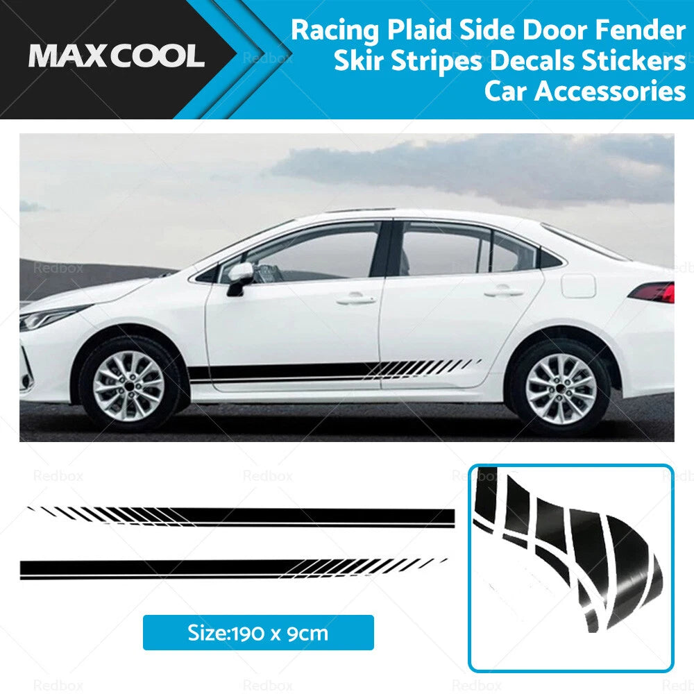 Racing Plaid Side Door Fender Skirt Stripes Decals for