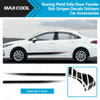 Racing Plaid Side Door Fender Skirt Stripes Decals for