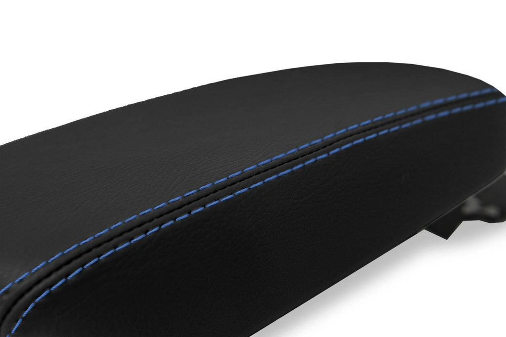 Leather Console Lid Armrest Cover for Hyundai Kona (2018–2020) Blue Stitch