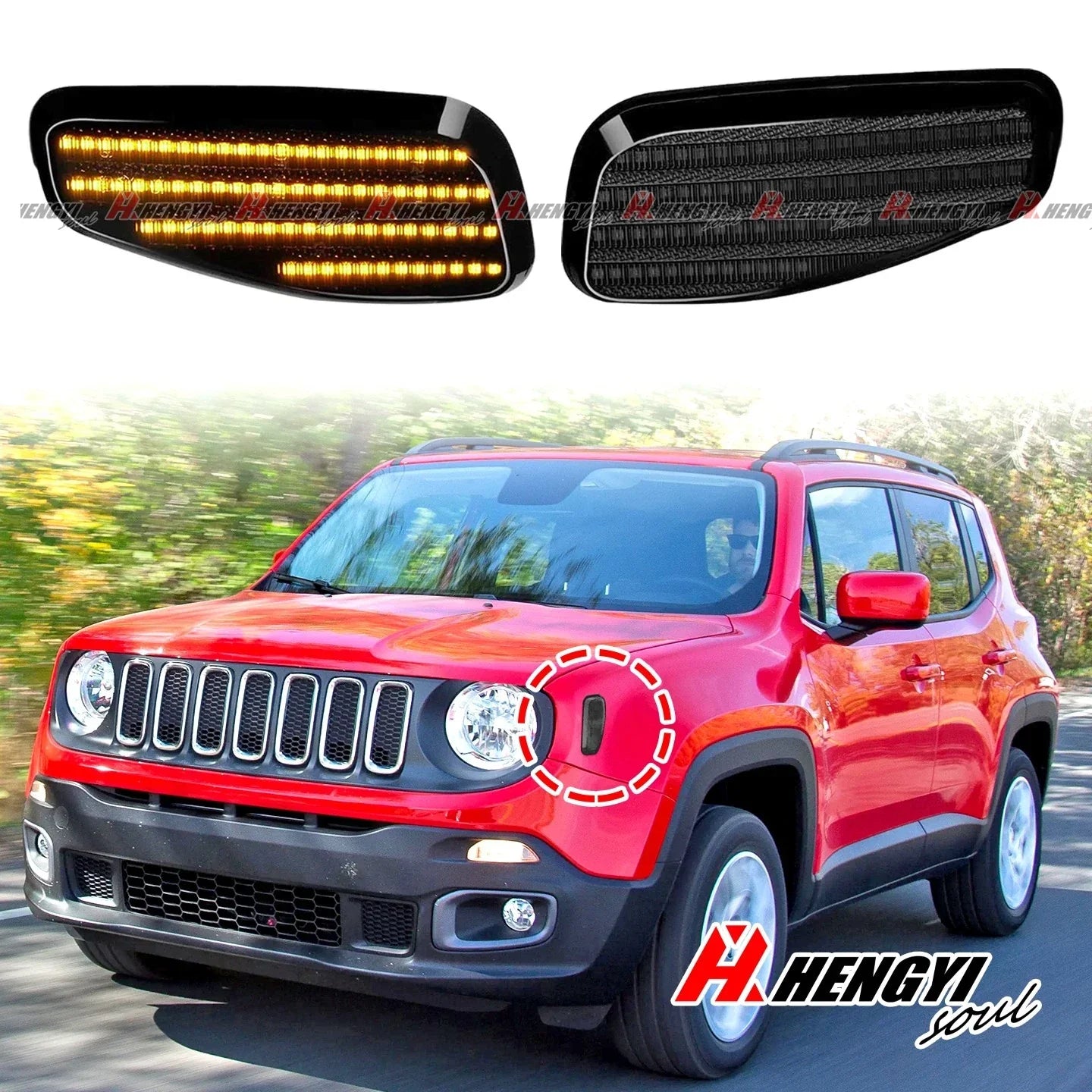 Front  Smoked Lens LED Amber Side Marker Lamp for Jeep Renegade (2015–2022)