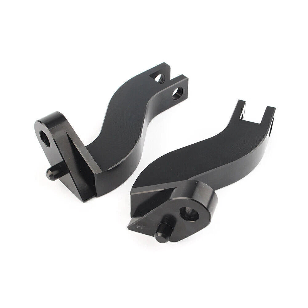 2X Black Passenger Rear Foot Peg Mount Kits for Harley Touring FLHT (1993–2016)