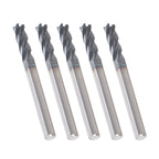 Set of 5 Carbide End Mills 3/16" Shank Diameter 4 Flute