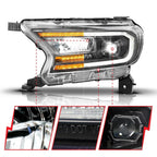 LED Headlights Chrome Clear Lens Sequential Replacement for Ford Ranger (2019–2023)